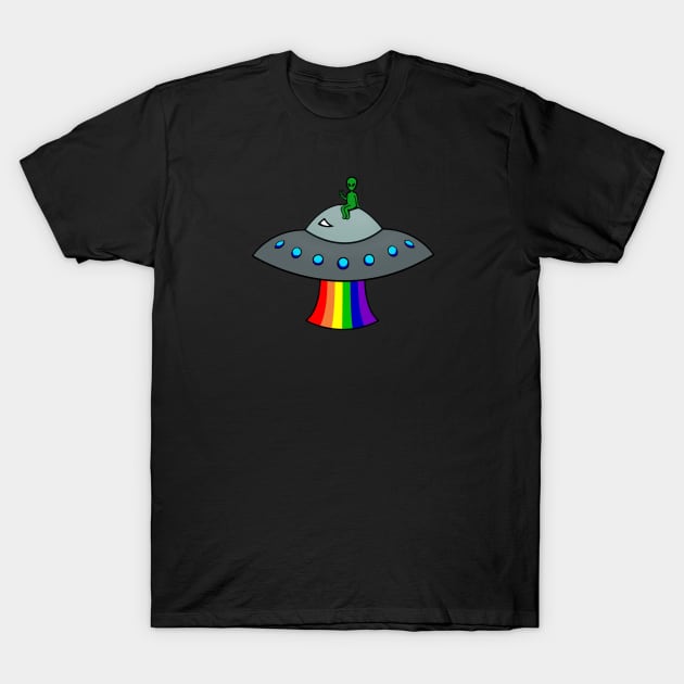 Peace Rainbow UFO T-Shirt by MythicalPride